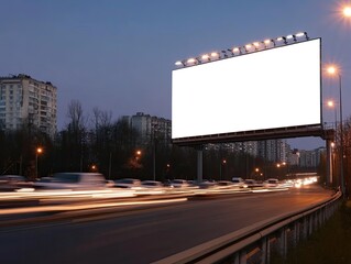 Blank Billboard for City Highway, Nighttime Ad.
