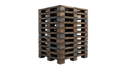 Stack of wooden shipping pallets industrial cargo transport packaging logistics supply chain management