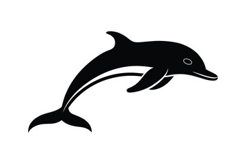 Fototapeta premium Silhouette art illustration of a dolphin leaping out of water in an arc.eps