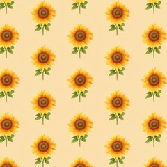 Cheerful sunflower pattern nature graphic design seamless doodle bright environment childlike concept
