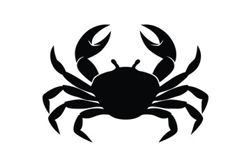 Silhouette art illustration of a crab with pincers up and legs spread wide.eps