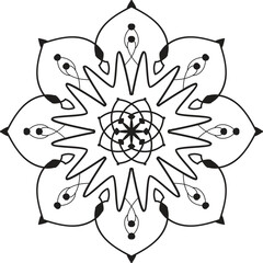 Black transparent background mandala design and vector hand drawn circular decorative design