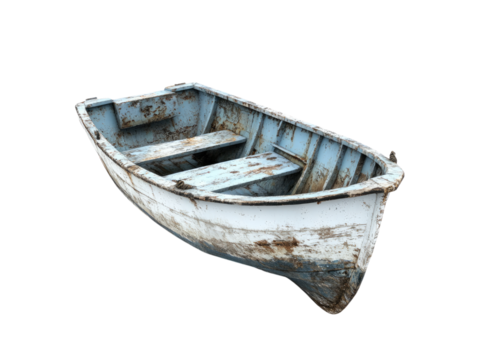 A Weathered Rowboat: Solitude and Rustic Charm on a Dark Background