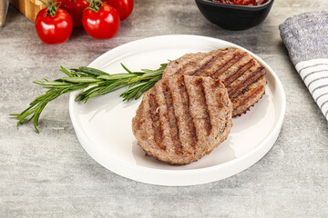 Grilled two beef burger cutlet