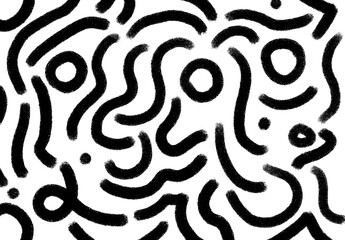 Hand-Drawn Doodle Sketch Painted With Brush. Rough, Smudged Brush Strokes in Black and White Monochrome. Perfect for Backgrounds and Graphic Design