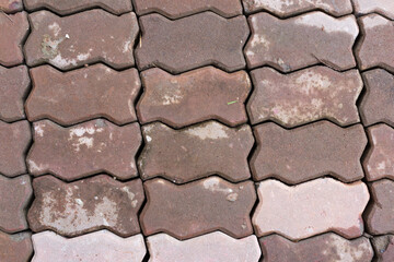 Textured paving stones urban environment close-up view brick pattern ground materials surface...