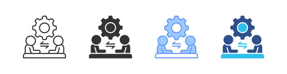 Teamwork Multi Style Icon Set Vector 