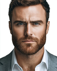 Close-up of a business man smiling, a handsome business tough guy