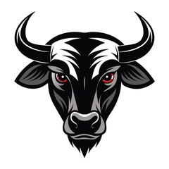 African Bull Head Silhouette Vector Design