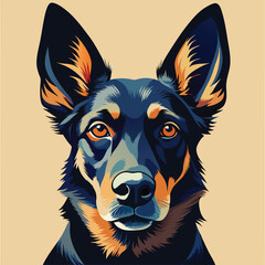 Realistic Dog Head Silhouette Vector Art