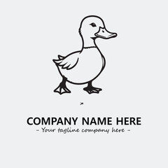 Duck illustration black and white for logo company vector image