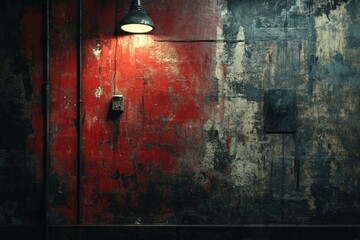 Dark grungy concrete wall with blood stains and textured surface Halloween background