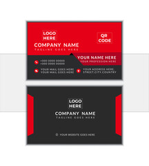 Modern business card template red black colors. vector abstract creative Stock Vector
