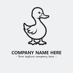 Duck illustration black and white for logo company vector image