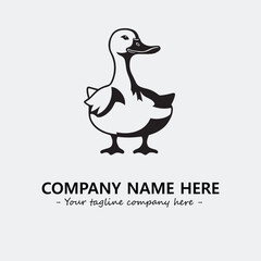 Duck illustration black and white for logo company vector image