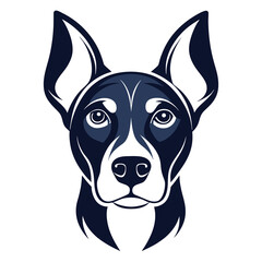 Black Line Art Dog Head Vector Design