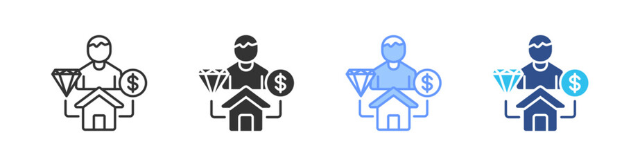 Asset Management Multi Style Icon Set Vector 