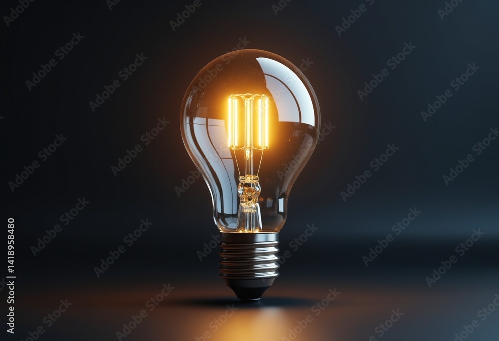 Aufkleber light bulb idea concept. 3d rendering