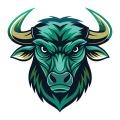 Jungle Bull Silhouette Vector Front View Art