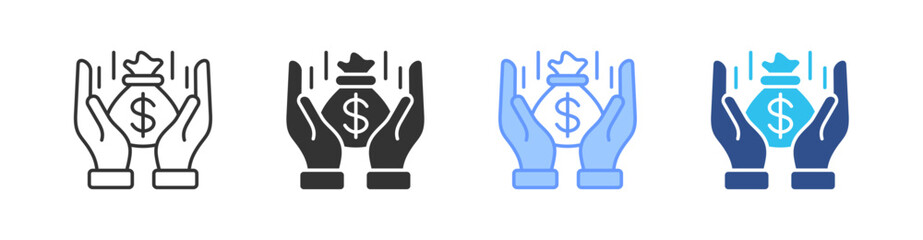 Funding Multi Style Icon Set Vector 