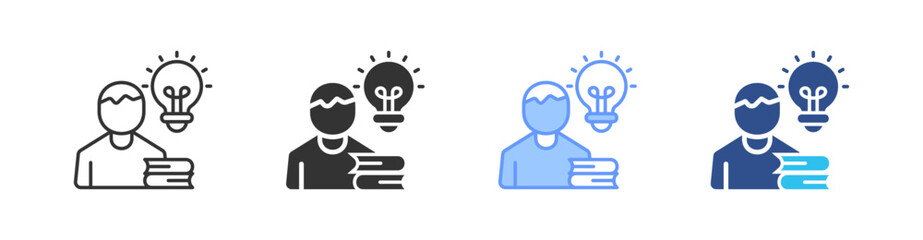 Studying Multi Style Icon Set Vector 