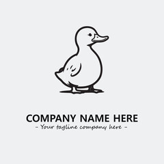 Duck illustration black and white for logo company vector image