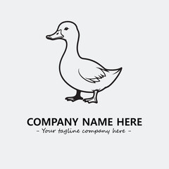 Duck illustration black and white for logo company vector image
