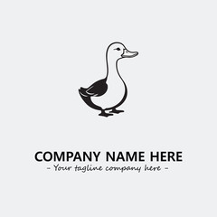 Duck illustration black and white for logo company vector image