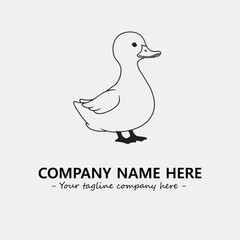 Duck illustration black and white for logo company vector image