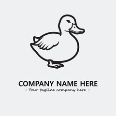 Duck illustration black and white for logo company vector image