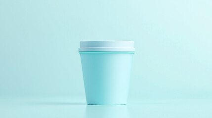Minimalist mint green coffee cup on a soft background