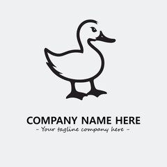 Duck illustration black and white for logo company vector image
