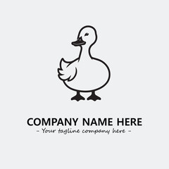 Duck illustration black and white for logo company vector image