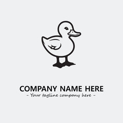 Duck illustration black and white for logo company vector image