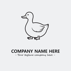 Duck illustration black and white for logo company vector image