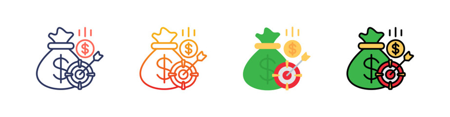 Goal Multi Style Icon Set Vector 