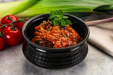 Chili con carne with beef and beans