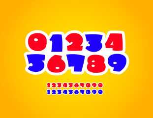 Kids numbers, colorful numerals 0 to 9