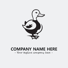 Duck illustration black and white for logo company vector image