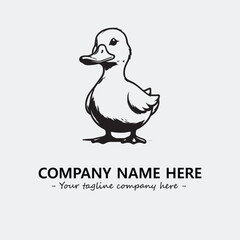 Duck illustration black and white for logo company vector image