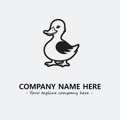 Duck illustration black and white for logo company vector image