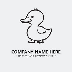 Duck illustration black and white for logo company vector image