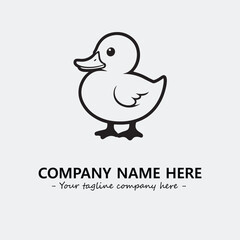 Duck illustration black and white for logo company vector image