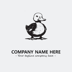 Duck illustration black and white for logo company vector image