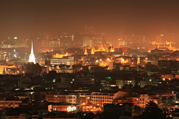 Cityscape view of Bangkok city (Thailand) with beautiful sky. Bangkok at night time 