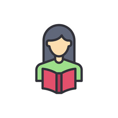 Read a book colored icons, minimalist vector illustration ,simple transparent graphic element .Isolated on white background