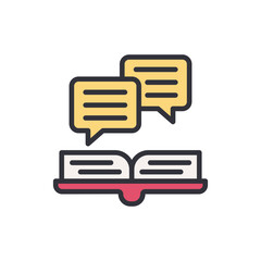 Book chat colored icons, minimalist vector illustration ,simple transparent graphic element .Isolated on white background