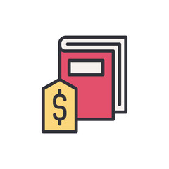 Book price colored icons, minimalist vector illustration ,simple transparent graphic element .Isolated on white background