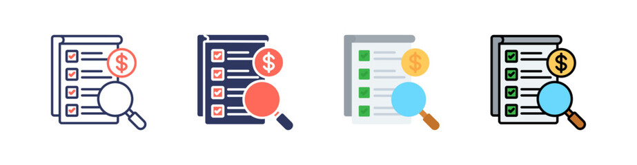 Audit Multi Style Icon Set Vector 