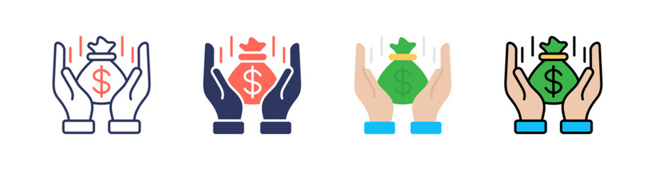 Funding Multi Style Icon Set Vector 